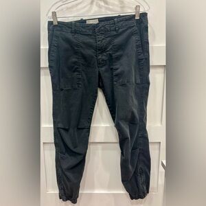 Nili Lotan Black Military Style Cargo Pants with Back Flap Pockets in Carbon